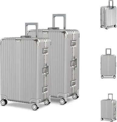 Produktbild von Voyagoux® - AEON Kofferset M/L - Koffer - TSA-Schloss - Mit Rollen - Silber - Aluminiumrahmen