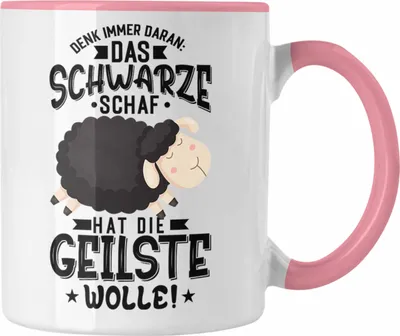 Produktbild von Trendation - Schwarzes Schaaf Tasse Beste Wolle Geschenkidee Lustiger Spruch Kollegin Arbeit Büro  (Rosa)