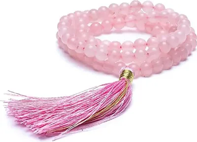 Immagine prodotto di Mala Quarzo rosa qualità Aa 108 perline + sacchetto in broccato - 0,6 cm