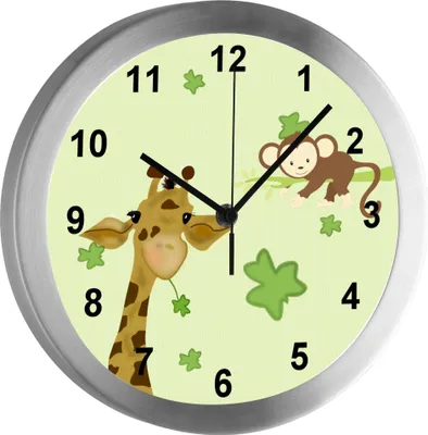 Produktbild von Funkuhr, Kinder Wanduhr, Kinderuhr, Kinderzimmer Giraffe-Affe