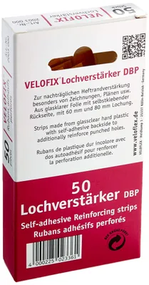 Produktbild von VELOFLEX Lochverstärker VELOFIX, selbstklebend, 105 x 15 mm, 50er Pack