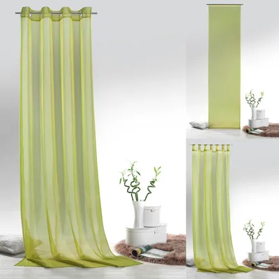 Produktbild von heimtexland ® Vorhänge Voile einfarbig Schiebegardine Ösenschal Schlaufenschal Gardine Typ418 Pistazie Schiebegardine HxB 245x60 cm