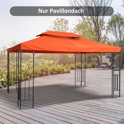 Produktbild von Ersatzdach Pavillon 3x4 m, Pavillondach Polyester PA-Beschichtung, rostrot, wetterfest | 300x400 cm | 180 g/m² | 10 Ablauflöcher | 2,4 kg