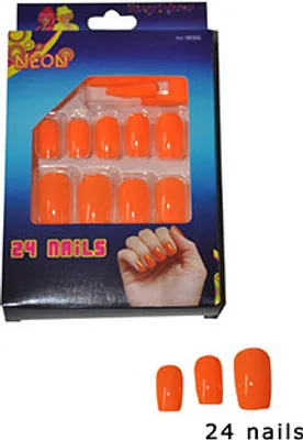 Produktbild von Künstliche Fingernägel Neon orange 24 Stück inkl. Kleber