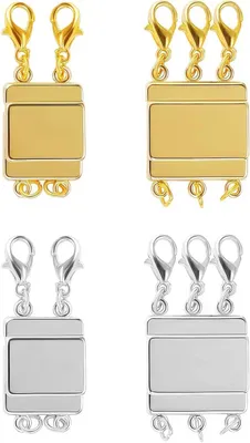 Productafbeelding van Kettingverlenging Sluitingen - Magnetische Sluitingen Armband - Sieraden Maken - Voorkomt Knoop - 4 stuks - Zilver Goud
