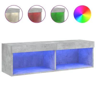 Image de Meuble TV avec lumières LED gris béton 100x30x30 cm