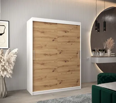 Obrázek produktu pro Skříň s posuvnými dveřmi v šířce 150 cm TIMEA - bílá / dub artisan