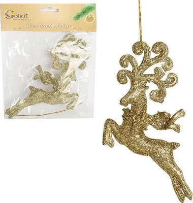Zdjęcie produktu dla Zawieszka Dekoracyjna  Renifer Brokatowy 18 Cm Złoty