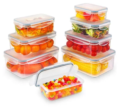 Image de Boîte Alimentaire Set, 8 Pièces Boîtes Alimentaires Plastique Réutilisables avec Couvercles Hermétiques
