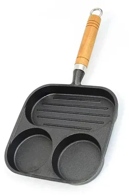 Gusseiserne Grillpfanne mit 14 Mulden, 19,5 cm, Antihaft