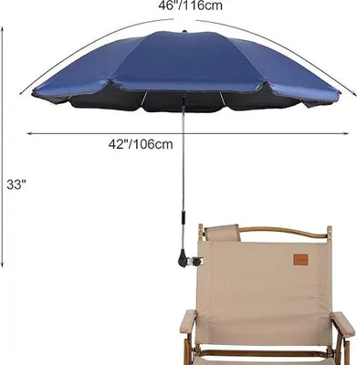 Produktbild von Famanu Sonnenschirm mit verstellbarem Halter - Schwarz-Weiße Streifen