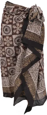 Produktbild von Leichter Pareo Schal, Sarong, Handbedrucktes Baumwolltuch - Farb Kombination 17, Uni, Grau, Baumwolle, 190*120 cm, Sarongs & Tücher