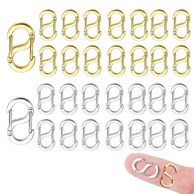 30 Mini S-Haken Karabiner Schlüsselanhänger Clips Edelstahl