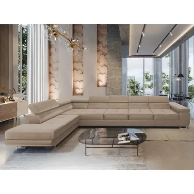 Produktbild von NEXT COLLECTION Ecksofa WILD XXL mit Bettkasten, Hohe Metallfüße, verstellbare Kopfstützen, Liegefläche 125x240, Beige, Links