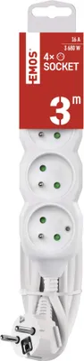 EMOS Prodlužovací kabel 3 m / 4 zásuvky / bílý / PVC / 1,5 mm2, P0413R