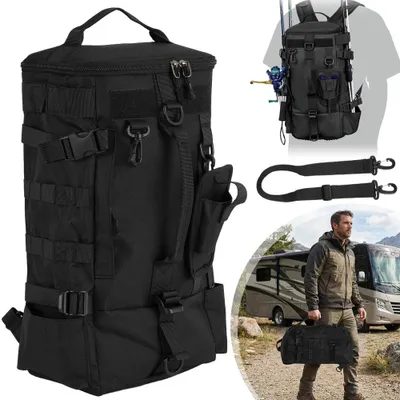 Produktbild von Angelrucksack Angelzubehör Rucksack Große Angelgerätetasche mit Rutenhaltern
