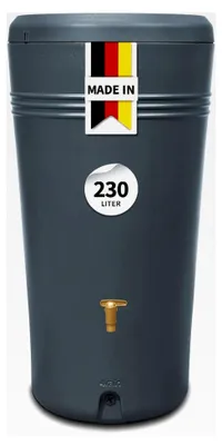 Produktbild von Azura 2in1 Regentonne 230 Liter Graphitgrau mit Pflanzschale - Wandtank, Wassertank, Regenwassertonne, Wasserbehälter, Wassertonnen für den Garten, Regenfass, Wasserfass