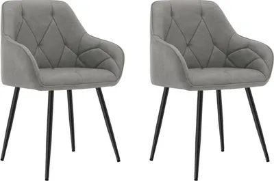 Produktbild von WOLTU 2er Set Esszimmerstühle, ergonomischer Sessel, aus Vintage-Kunstleder, Metallbeine, Dunkelgrau