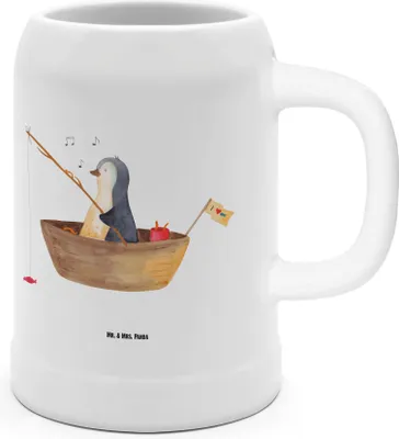 Produktbild von Mr. & Mrs. Panda Bierkrug Pinguin Angelboot - Weiß - Geschenk, Tonkrug, Boot, Scheidung, Optimistisch, Angeln, Keramikkrug, Humpen, Seidel, Bier, Motivation, Krug