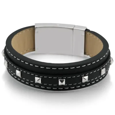 Produktbild von GOOIX 414-0832 Herren Armband Leder schwarz 18,5 cm