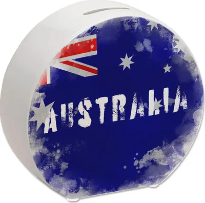 Produktbild von Spardose mit Australien-Flagge im Used Look - Sparschwein für Urlauber