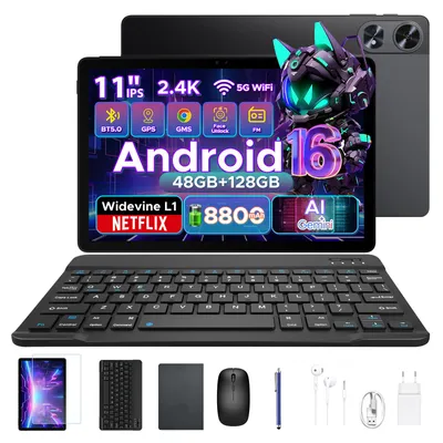 Produktbild von POCKAM P11 PRO 48(8+40)GB+128GB, 11 Zoll, Android 16, 8800mAh, mit Tastatur/Maus/Stift/Hülle usw, BT5.0, 5G WiFi, Gemini AI, 3.5mm Kopfhöreranschluss