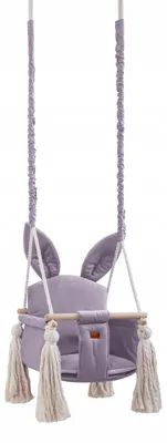 Produktbild von Babyschaukel Korb lila Hase Stoff Holz