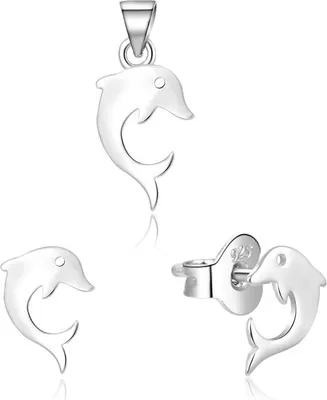 Immagine prodotto di Set di gioielli in argento con delfini AGSET223L (ciondolo, orecchini)