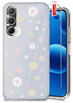 Image de Coque pour Samsung A17 5G – Motifs printaniers, fleurs printanières, coque transparente + film de protection d'écran