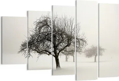 Produktbild von Bild auf Leinwand - Leinwandbild - 5 Teile - Bäume Schnee Nebel - 150x100cm - Wand Bild - Wanddeko - Wandbilder - Leinwanddruck - Bilder - Wanddekoration - Leinwand bilder - Wandbild - EG150x100-4136