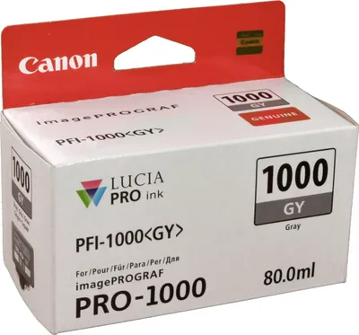 Produktbild von Canon PFI-1000GY Tinte Grau, Grau, Tinte auf Pigmentbasis, 80 ml, 1465 Seiten