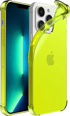 Produktbild von Smartphonica iPhone 13 Pro Max  transparente stoßfeste Silikonhülle mit Bumper - Neongelb
