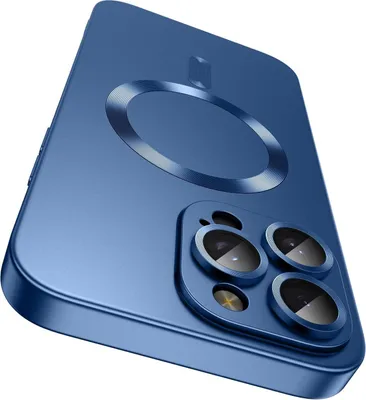 Immagine prodotto di Custodia magnetica per iPhone 16 Pro, custodia protettiva in silicone opaco con protezione dell'obiettivo, compatibile con MagSafe Blu
