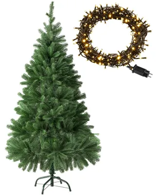 Produktbild von tectake® Set Weihnachtsbaum mit Lichterkette künstlich, Spritzguss inklusive Metallständer mit Kunststoffkappen