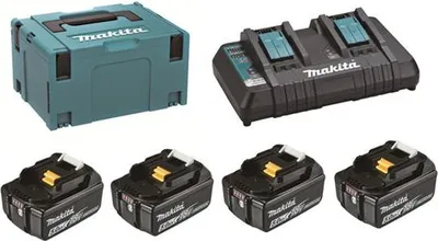 Produktbild von Makita PowerPack LXT - Batterieladegerät + Batterie 4 x - Li-Ion - 5 Ah - 90 Wh - 2 x Batterien laden