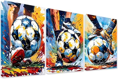 Productafbeelding van Voetbal poster 30x40 cm, set van 3, canvas, voor slaapkamer
