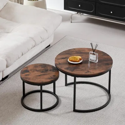 Productafbeelding van GrandCA Set van 2 salontafels, stapelbare salontafels, ronde salontafels, MDF