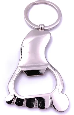 Produktbild von Onwomania Fuß mit Zehen und Flaschenöffner Schlüsselanhänger Keychain Silber Metall