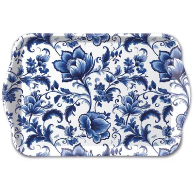 Immagine prodotto di Vassoio da portata Tray Melamine 13x21 cm Motivo Delfter blu e bianco floreale