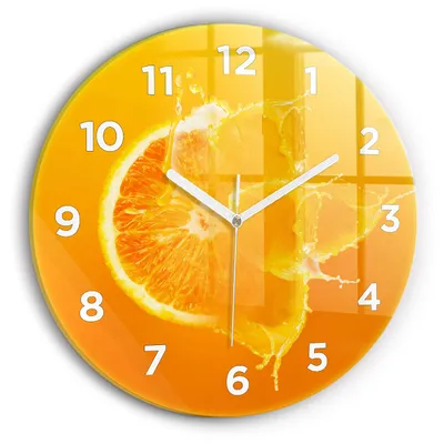 Produktbild von Wallfluent Wanduhr – Stilles Quarzuhrwerk - Uhr Dekoration Wohnzimmer Schlafzimmer Küche - Zifferblatt - weiße Zeiger - 30 cm - Orange