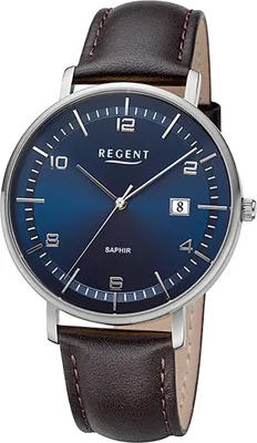 Produktbild von Regent Herren Uhr Lederarmband Leder Armbanduhr Analog dunkelbraun URF1515