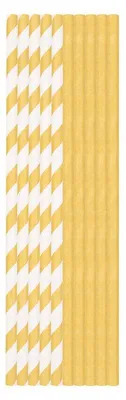 Produktbild von 500 Stohhalme Papier Trinkhalme 20 cm x Ø 6 mm gelb & weiß
