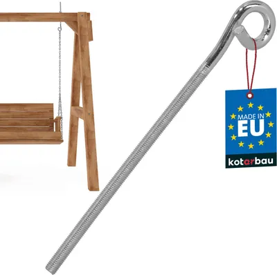 Produktbild von KOTARBAU® Schaukelhaken Schraubhaken M12 310 mm Verzinkter Stahl Deckenhaken Haken zum Schrauben Schwerlasthaken Schaukel Haken