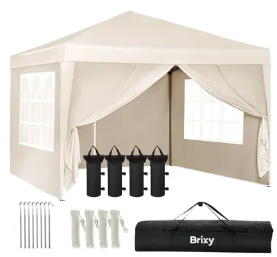 Produktbild von Brixy Partytent - Opvouwbaar - Easy Up - 3x3m - Waterdicht - Paviljoen Met Zijwanden - Incl. Draagta
