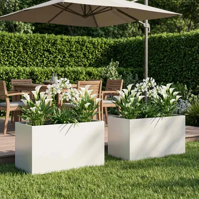 Produktbild von Maison Exclusive - Garten-Pflanzgefäß 2 stk. Weiß 80 x 50 x 50 cm