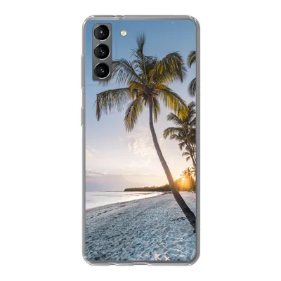 Produktbild von MuchoWow® Handyhülle Schutzhülle Hülle für Samsung Galaxy S21 Plus Strand - Sonnenuntergang - Palme Silikon Softcase Handy Hülle - Handy-Tasche