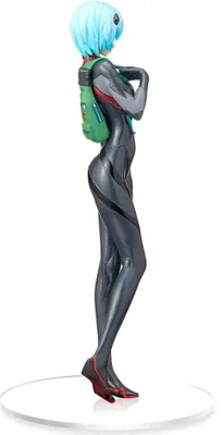 A side view of a figurine of Rei Ayanami from Evangelion.