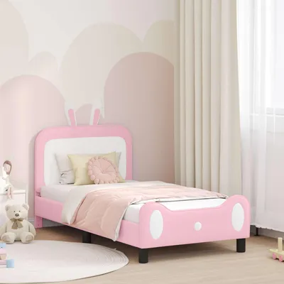 Obrázok produktu pre Maison Exclusive – Rám postele pre deti s opierkou, ružová, 80 x 160 cm, vyrobený zPolyuretán(polyuretánu)