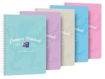 Image de Cahier à spirales B5+/80K, quadrillé Campus Pastel (5 pièces) - Oxford
