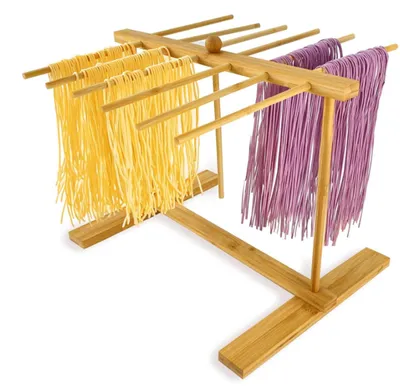 Imagen del producto de Secador de pasta de madera, compacto, ideal para hacer pasta casera, accesorio de cocina